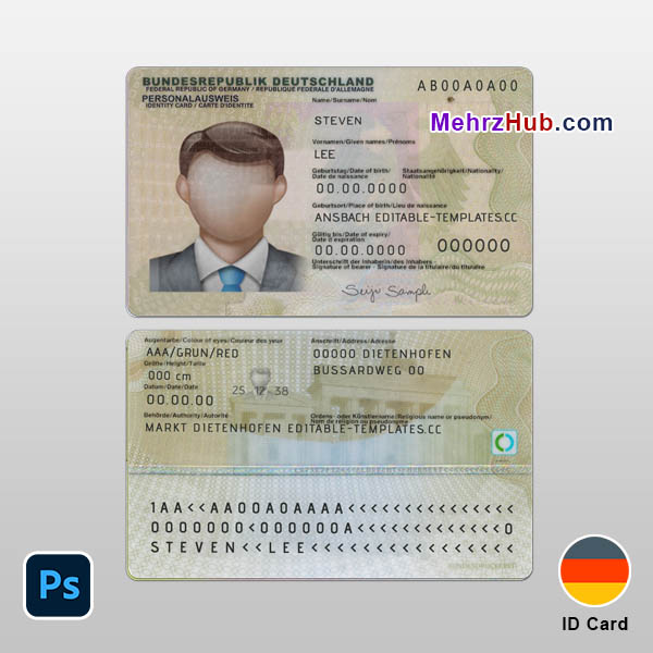 Germany Identity Card Template
