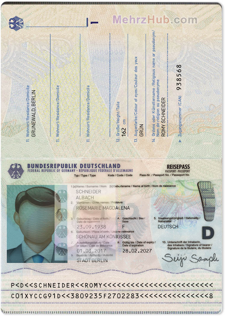 Germany Passport Template