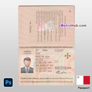 passport malta template psd