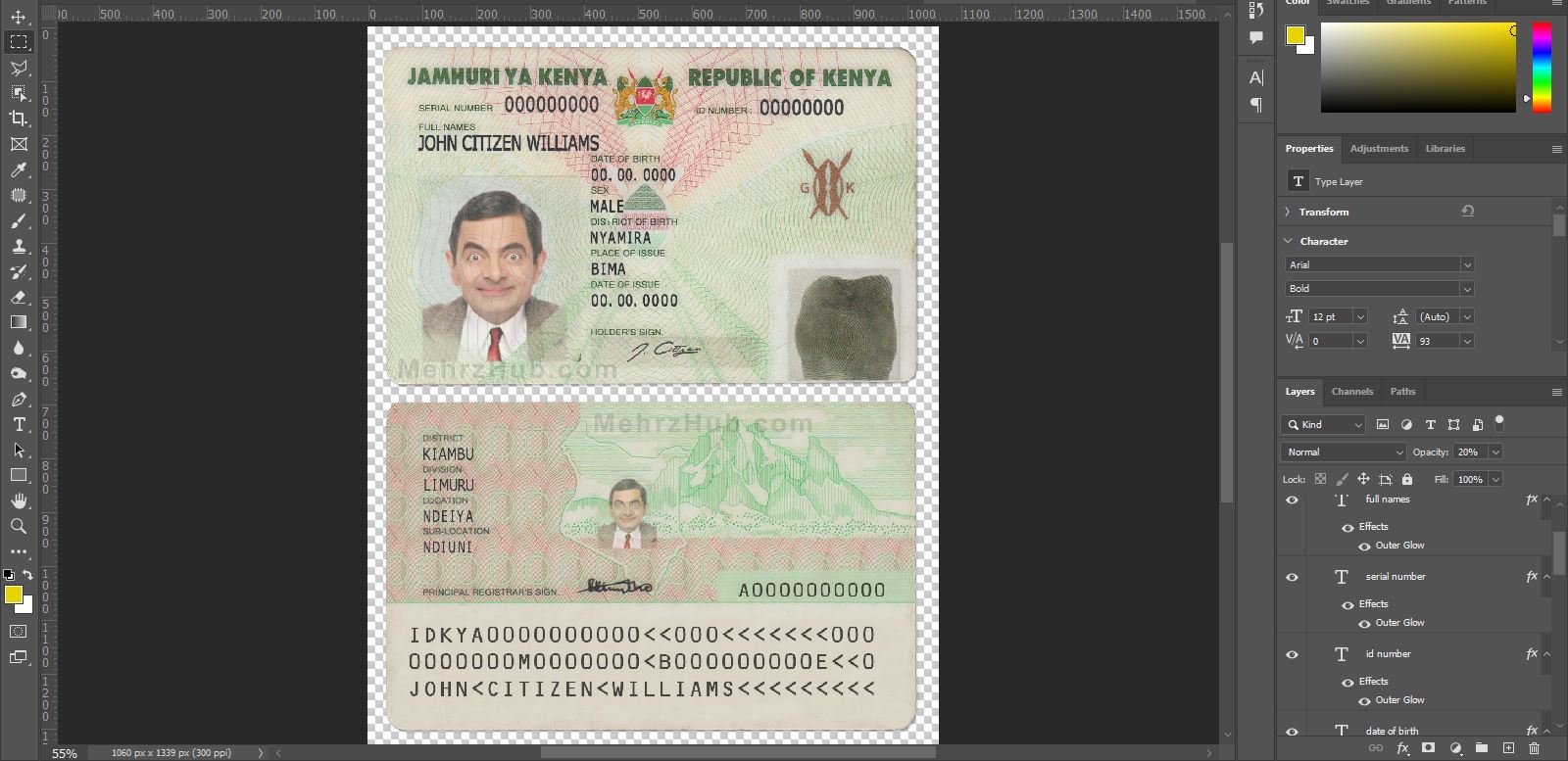 Kenya ID Card PSD Template