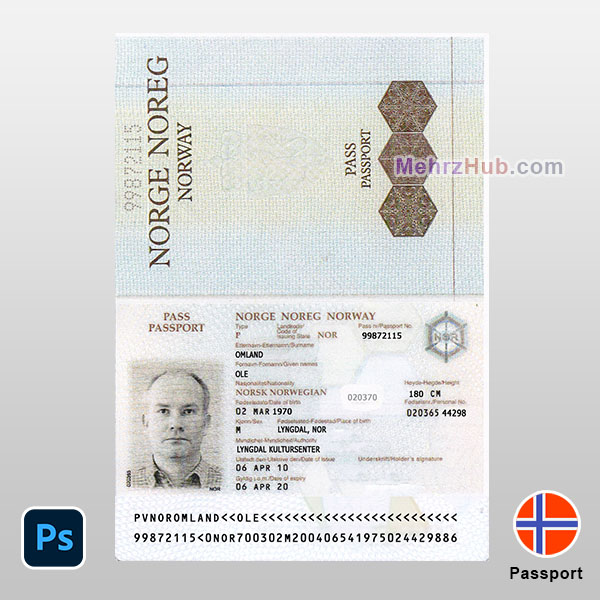 Norway Passport Template PSD