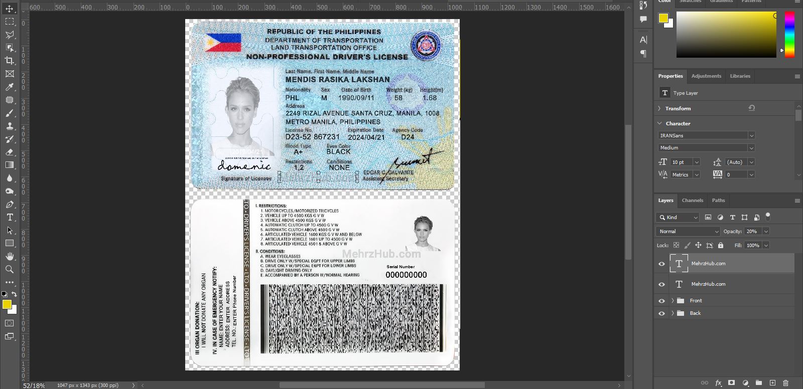 Philippines Driving License Template