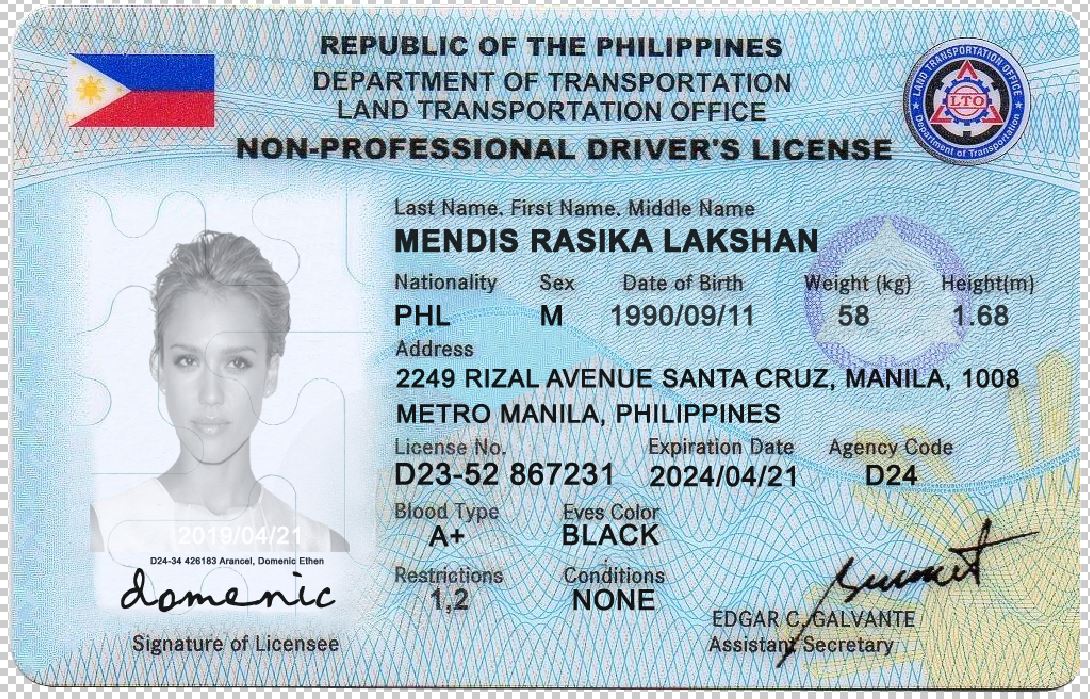 Philippines Driver license psd