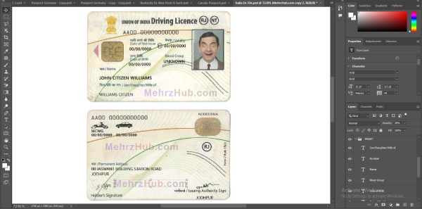 India Driver License PSD