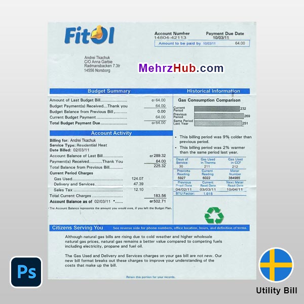 Sweden Utility Bill